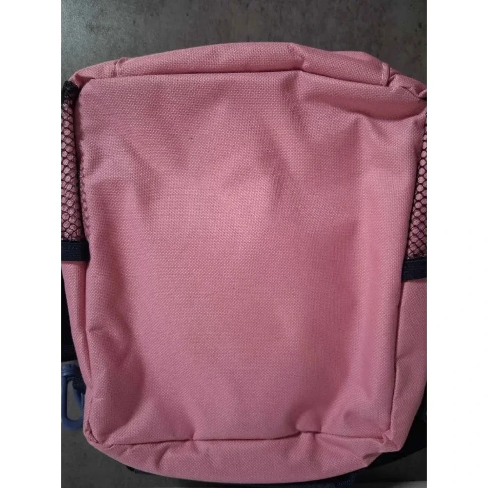 Pink Canvas Travel Organizer Bag Shoulder Strap Multi Pocket Utility Case
